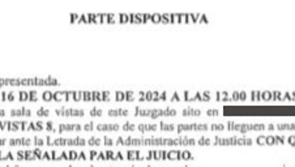 Citación en una sala de octubre para dentro de cuatro años