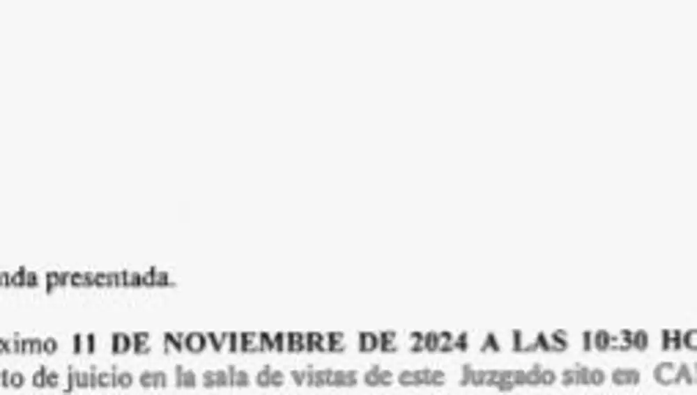 El 11 de noviembre de 2024 a las 10:30 horas se ha fijado otro juicio