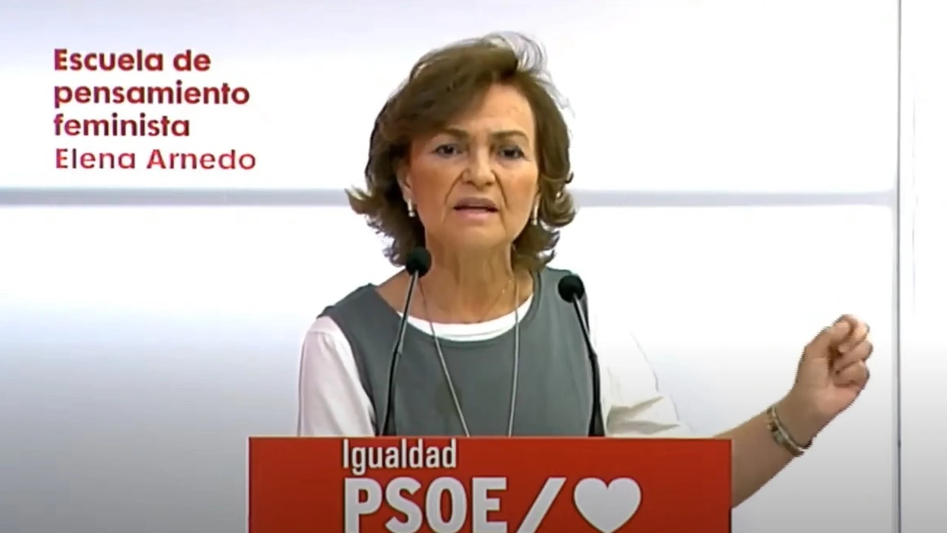 Carmen Calvo durante la inauguración de la jornada de la Escuela de pensamiento feminista Elena Arnedo.PSOE26/09/2020