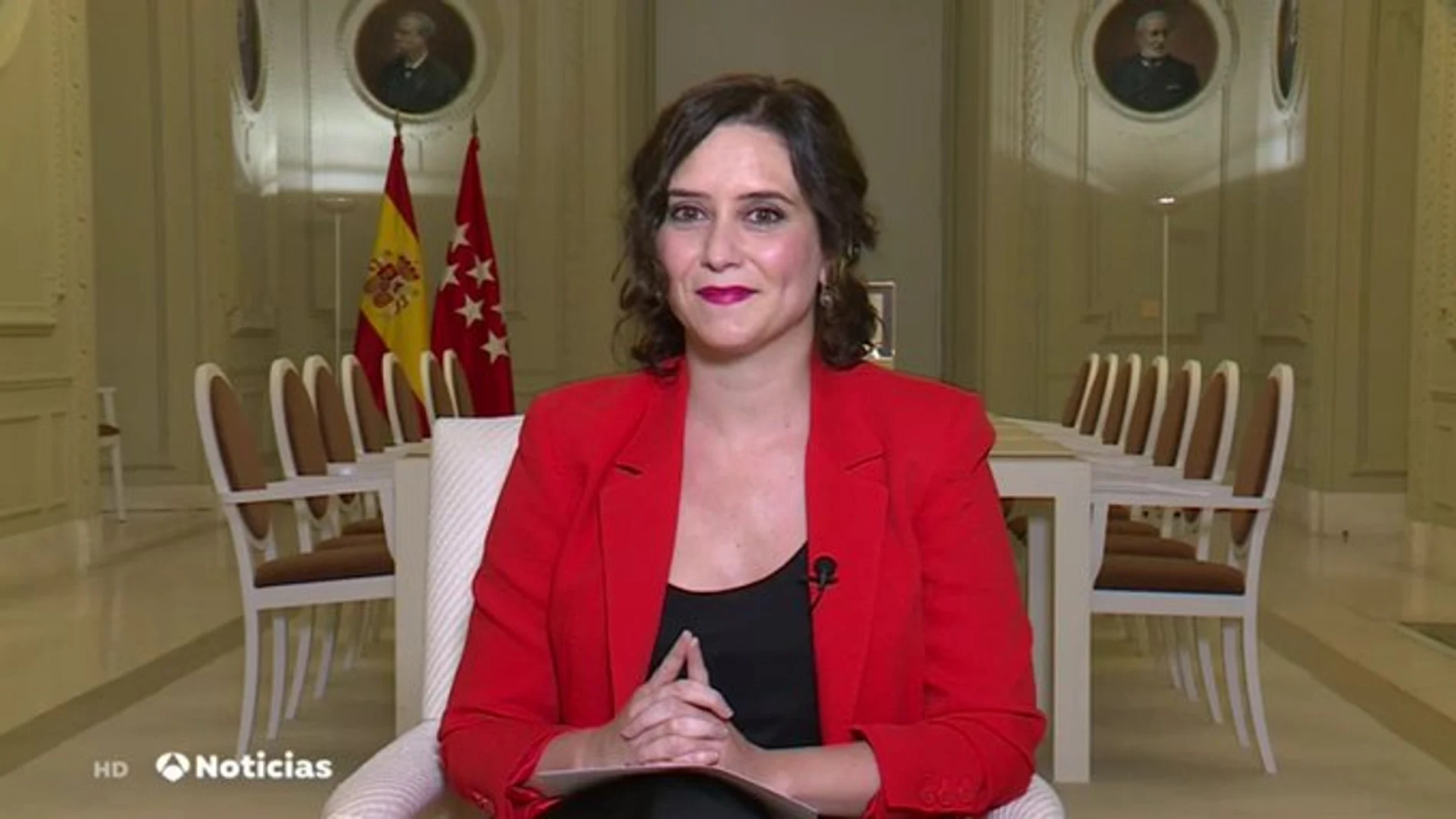 Isabel Díaz Ayuso durante la entrevista en Antena 3
