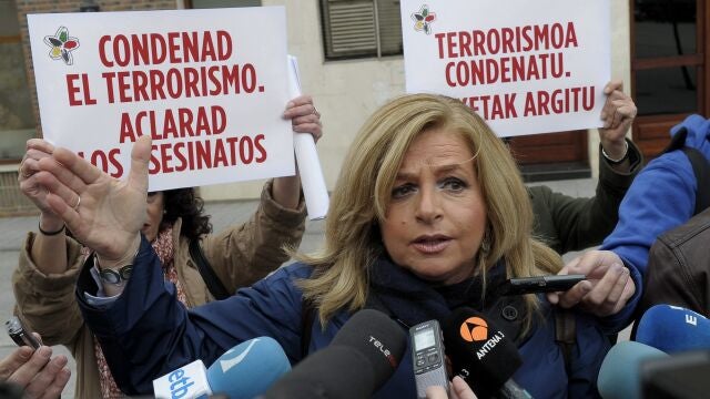 La presidenta del Colectivo de Víctimas del Terrorismo en el País Vasco (Covite), Consuelo Ordóñez en una de sus comparecencias ante los medios