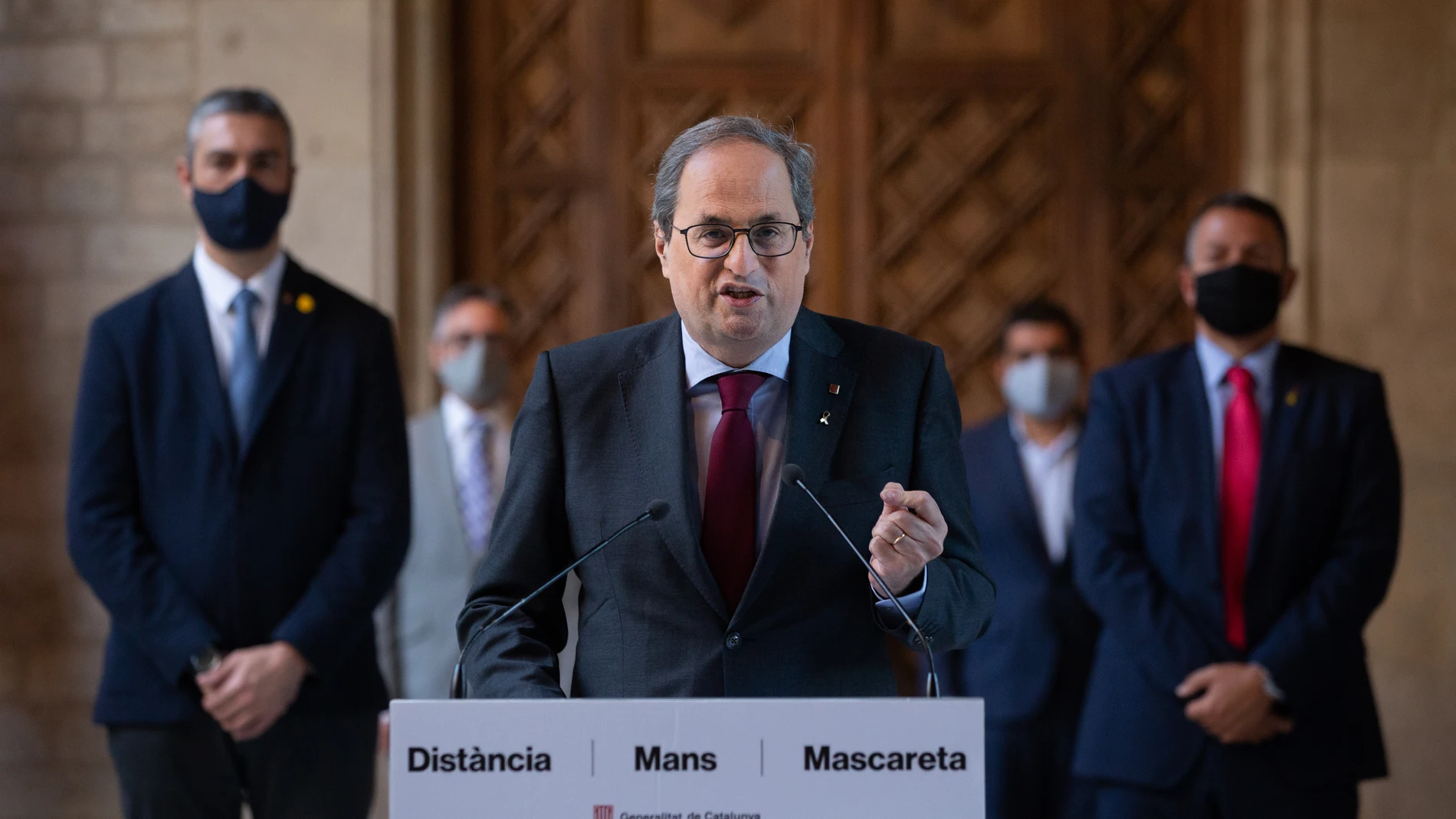 El president de la Generalitat, Quim Torra, realiza una declaración institucional horas después de conocerse su inhabilitación