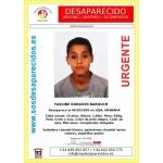 Cartel alertando de la desaparición de Yassine Koraichi Barouch