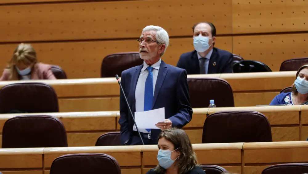 El senador del PSOE Joan Lerma Blasco, interviene durante una sesión de control al Gobierno en la Cámara Alta, en Madrid (España), a 6 de octubre de 2020. Durante el pleno, el Gobierno contesta a cuestiones relacionadas con la labor del Rey, la situación del sector turístico generada por la pandemia, la venta de la fábrica de Alcoa en San Cibrao, la PAC o la estrategia sanitaria seguida por el Ejecutivo ante la segunda ola de contagios por el COVID-19.06 OCTUBRE 2020 POLÍTICAEUROPA PRESS/J. Hellín. POOL06/10/2020