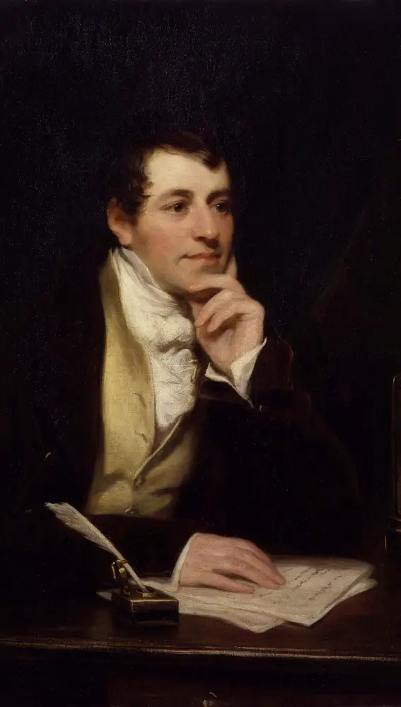 Retrato del químico Humphry Davy (antes de cruzarse con el flúor)