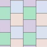 En este mosaico del plano por cuadrados congruentes, los cuadrados verde y violeta se encuentran de borde a borde al igual que los cuadrados azul y naranja. - WIKIPEDIA