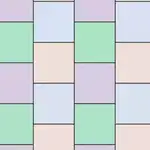 En este mosaico del plano por cuadrados congruentes, los cuadrados verde y violeta se encuentran de borde a borde al igual que los cuadrados azul y naranja. - WIKIPEDIA