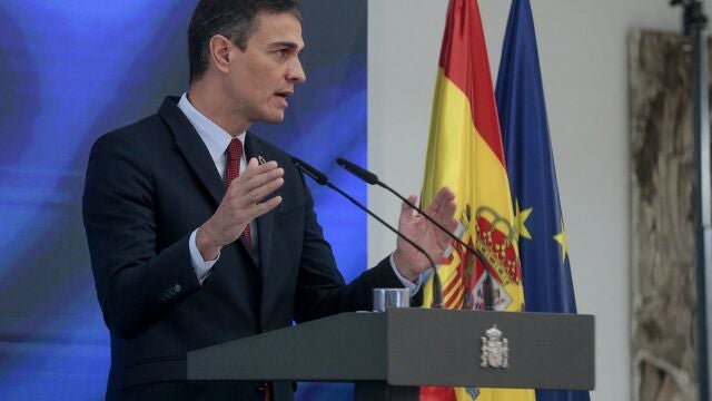 El presidente del Gobierno, Pedro Sánchez, ayer en Moncloa