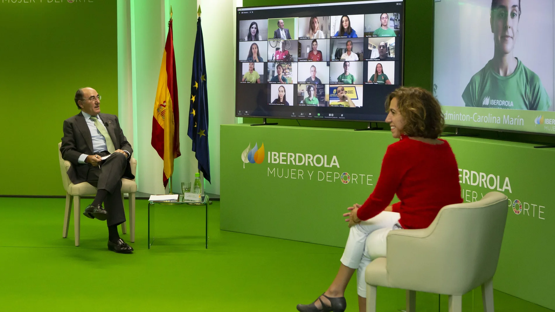 Ignacio Galán e Irene Lozano charlan con Carolina Marín en el encuentro virtual Mujer y Deporte