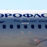 FILE PHOTO: The logo of Russia's flagship airline Aeroflot is seen on an Airbus A320 which landed after an inaugural trip at the Marseille-Provence airport in Marignane, France, June 1, 2019. REUTERS/Jean-Paul Pelissier/File Photo