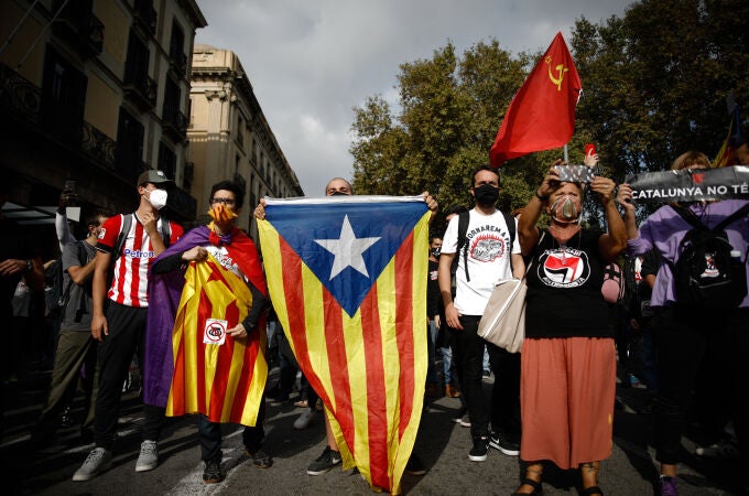 Manifestantes independentistas en Barcelona en octubre de 2019.