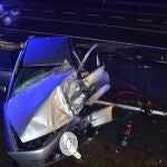 Vehículo accidentado en Santiago de Compostela