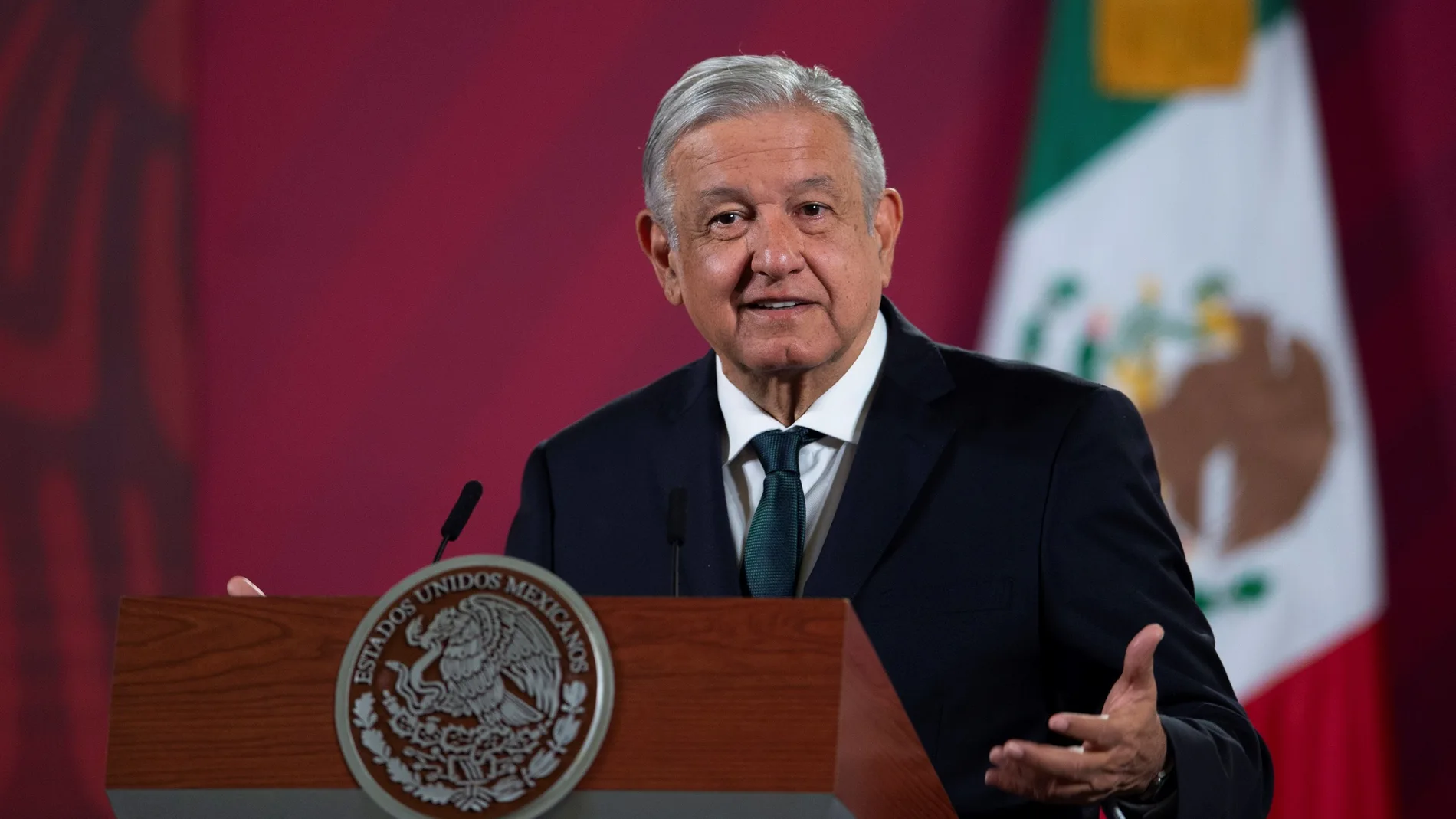 El presidente Andrés Manuel López Obrador durante su conferencia de prensa matutina