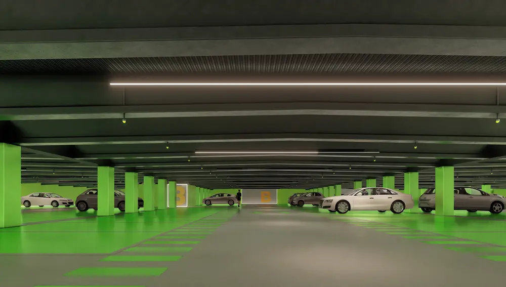Aspecto del aparcamiento subterráneo de la plaza del Carmen una vez concluyan las obras