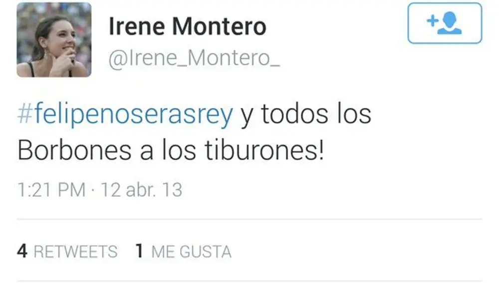 Polémico tuit de Irene Montero contra los Borbones