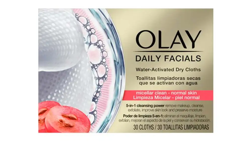 Olay Daily Facials Toallitas Secas Activadas Con Agua, Limpieza Micelar, Piel Normal de Olay
