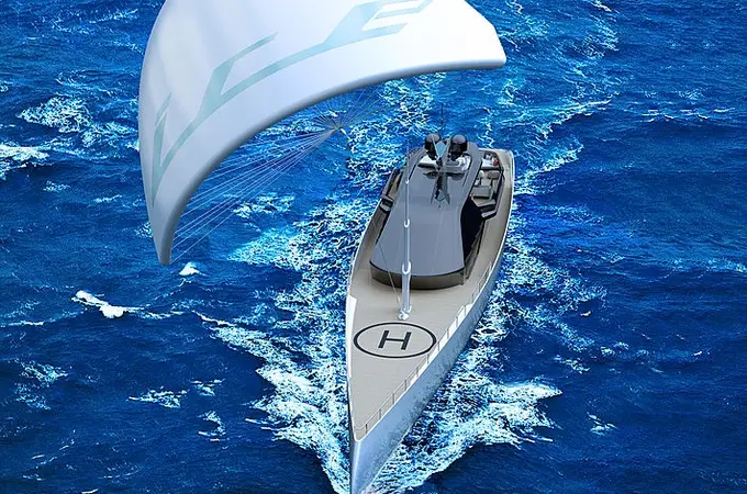Ice Kite, el nuevo concepto de yate futurista, que navega y alza una súper cometa