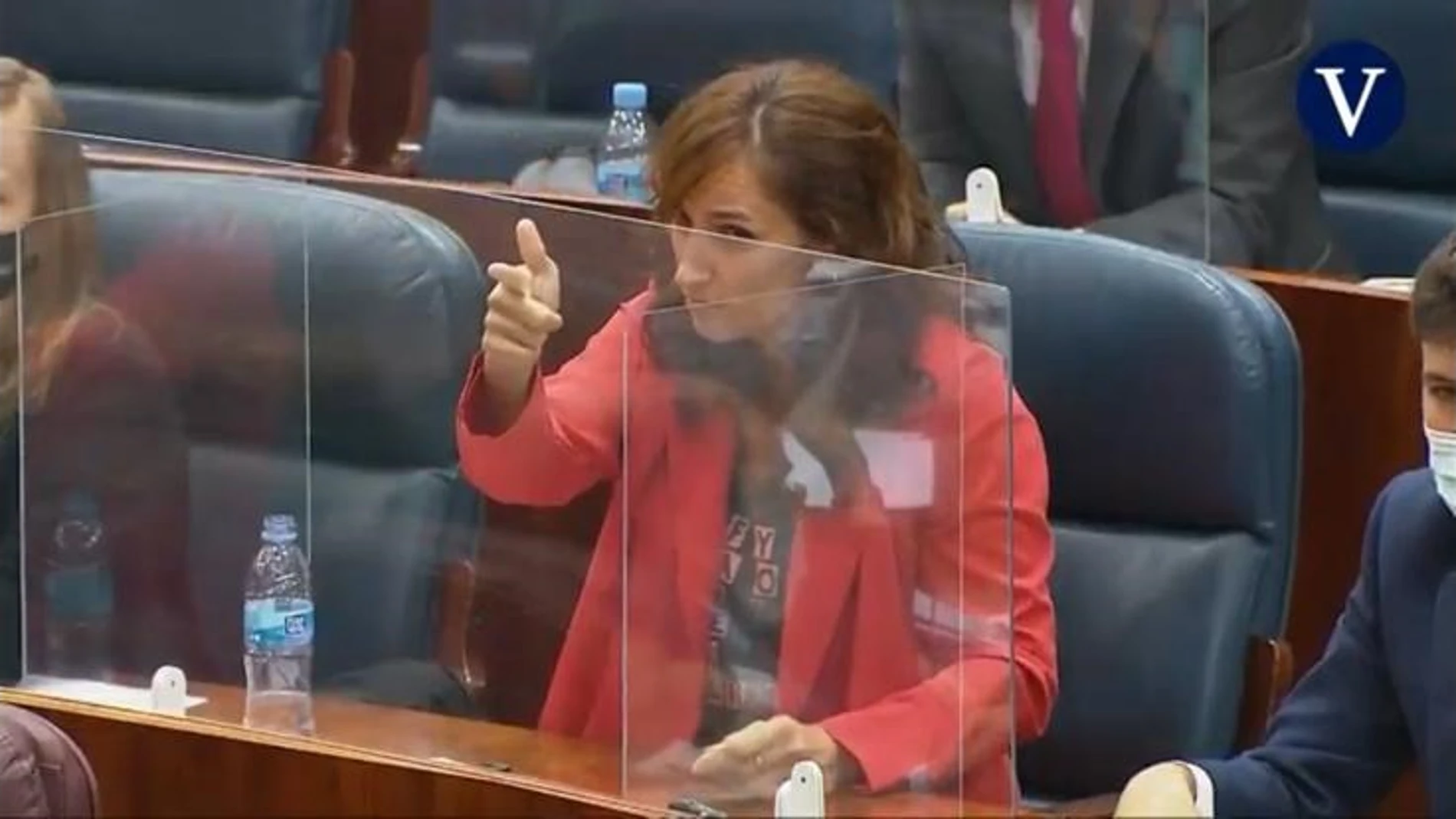 La diputada Mónica García, de Más Madrid, hoy, en la Asamblea