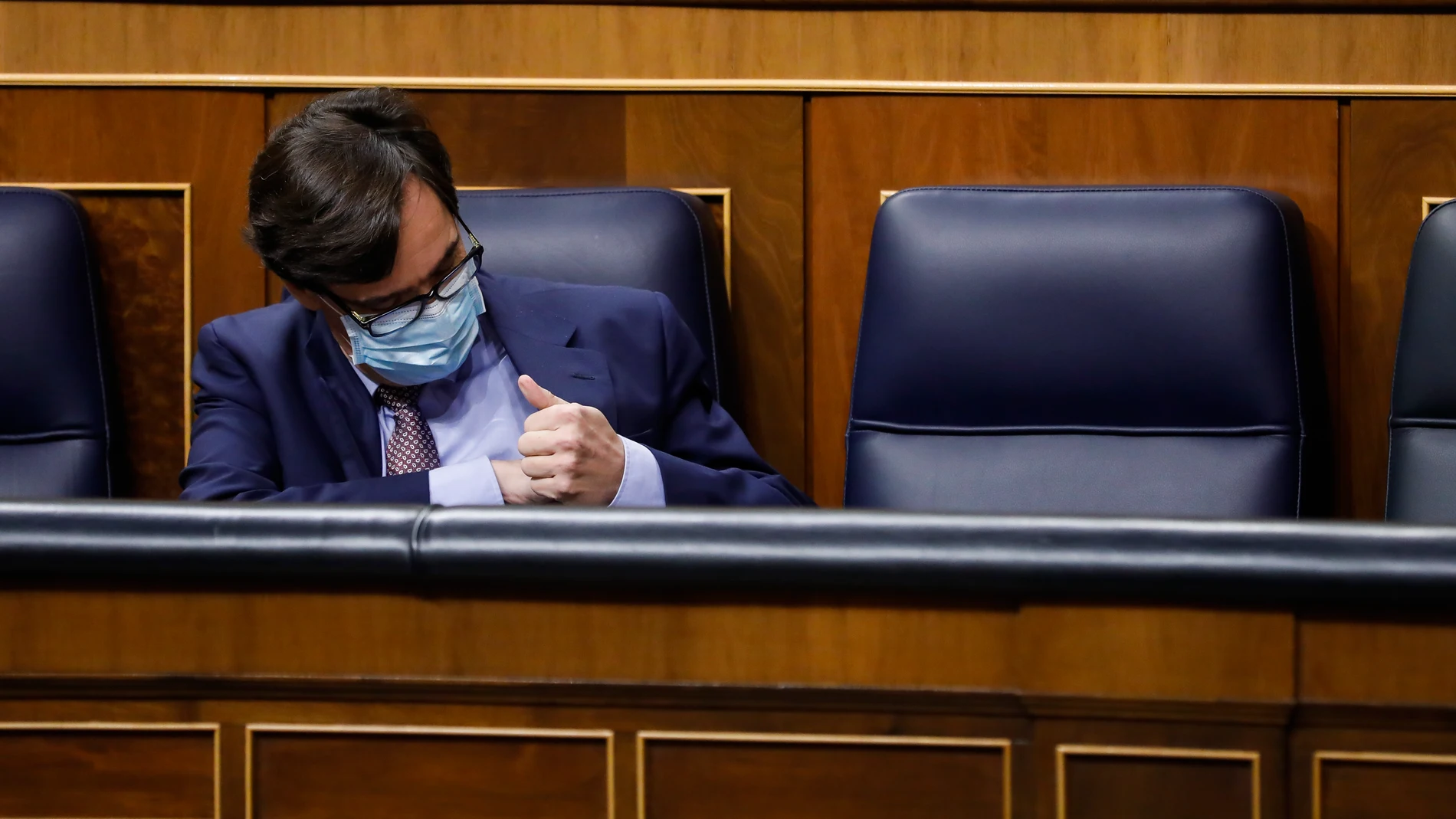 El ministro de Sanidad, Salvador Illa, durante la sesión plenaria en el Congreso de los Diputados, en Madrid, (España) el pasado 15 de octubre.