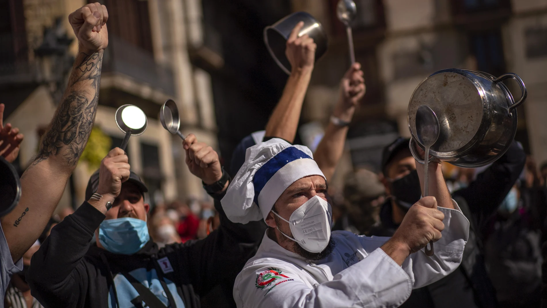 Imagen de archivo de una protesta del sector de la restauración en Barcelona