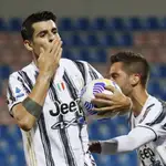 Álvaro Morata celebra un gol con la Juventus esta temporada.