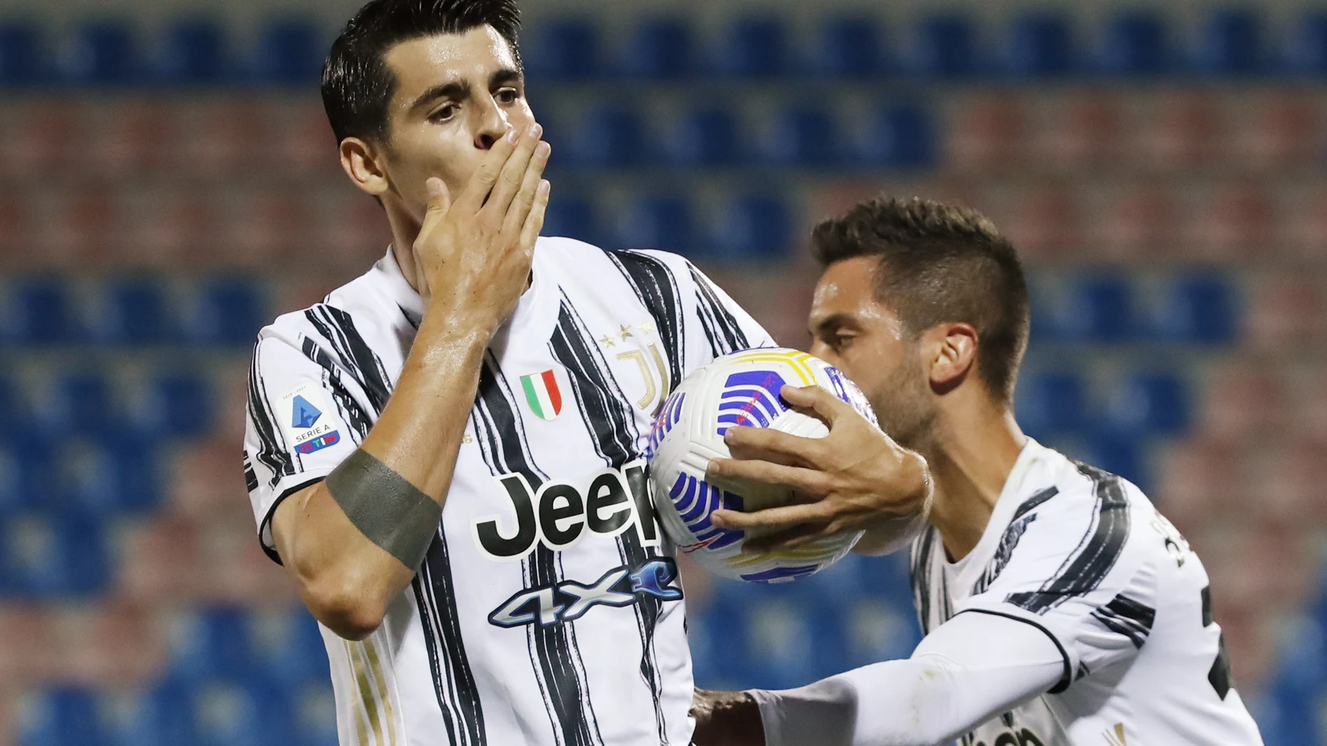 Álvaro Morata celebra un gol con la Juventus esta temporada.