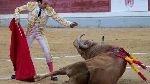 El diestro Enrique Ponce con su segundo toro de la tarde en el segundo día de festejos taurinos de Jaén, coincidiendo con la semana de Feria de San Lucas en Jaén, última feria de España