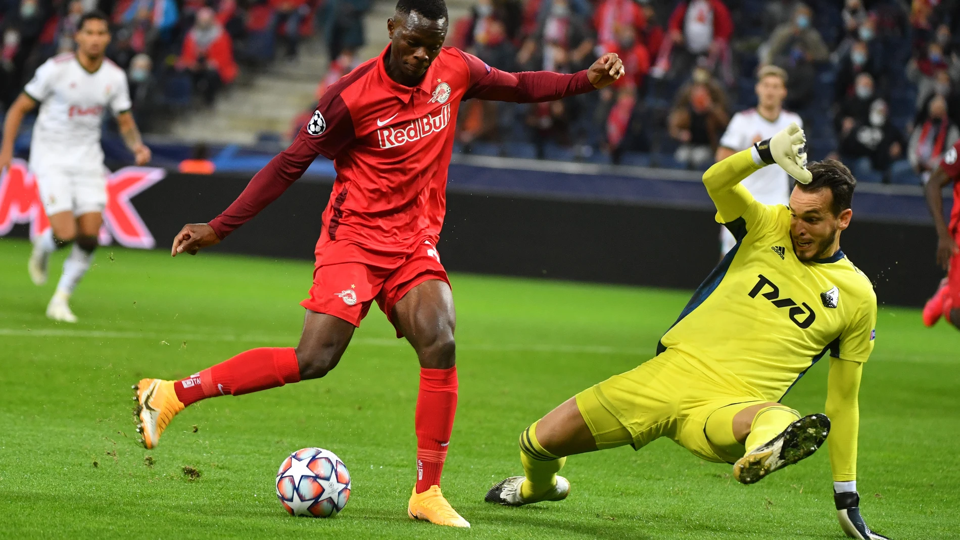 Patson Daka, en el partido de Champions de la semana pasada contra el Lokomotiv de Moscú