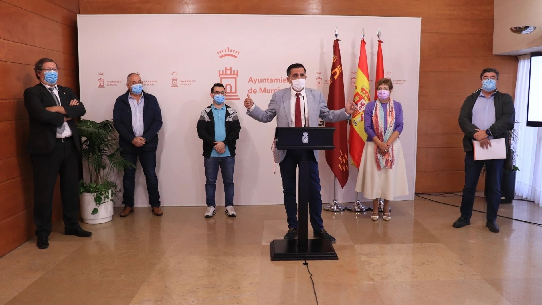 Foto de la rueda de prensa que esta mañana han ofrecido los alcaldes pedáneos socialistasPSOE DE MURCIA22/10/2020