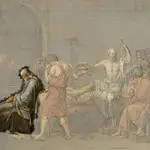 Platón dentro del cuadro &#39;La muerte de Sócrates&#39; de Jacques-Louis David