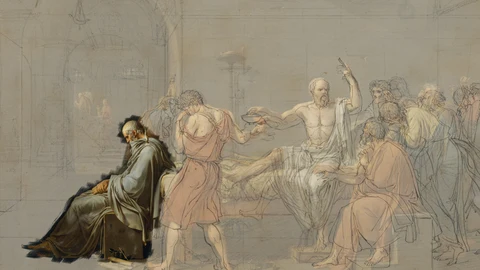 Platón dentro del cuadro 'La muerte de Sócrates' de Jacques-Louis David