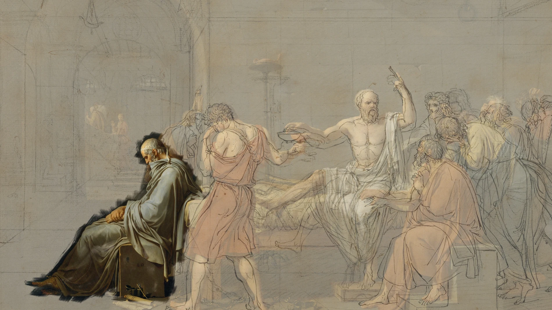 Platón dentro del cuadro 'La muerte de Sócrates' de Jacques-Louis David