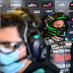 Franco Morbidelli, en el box del Yamaha Petronas en Motorland