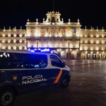 Policía Nacional en la Plaza Mayor de Salamanca