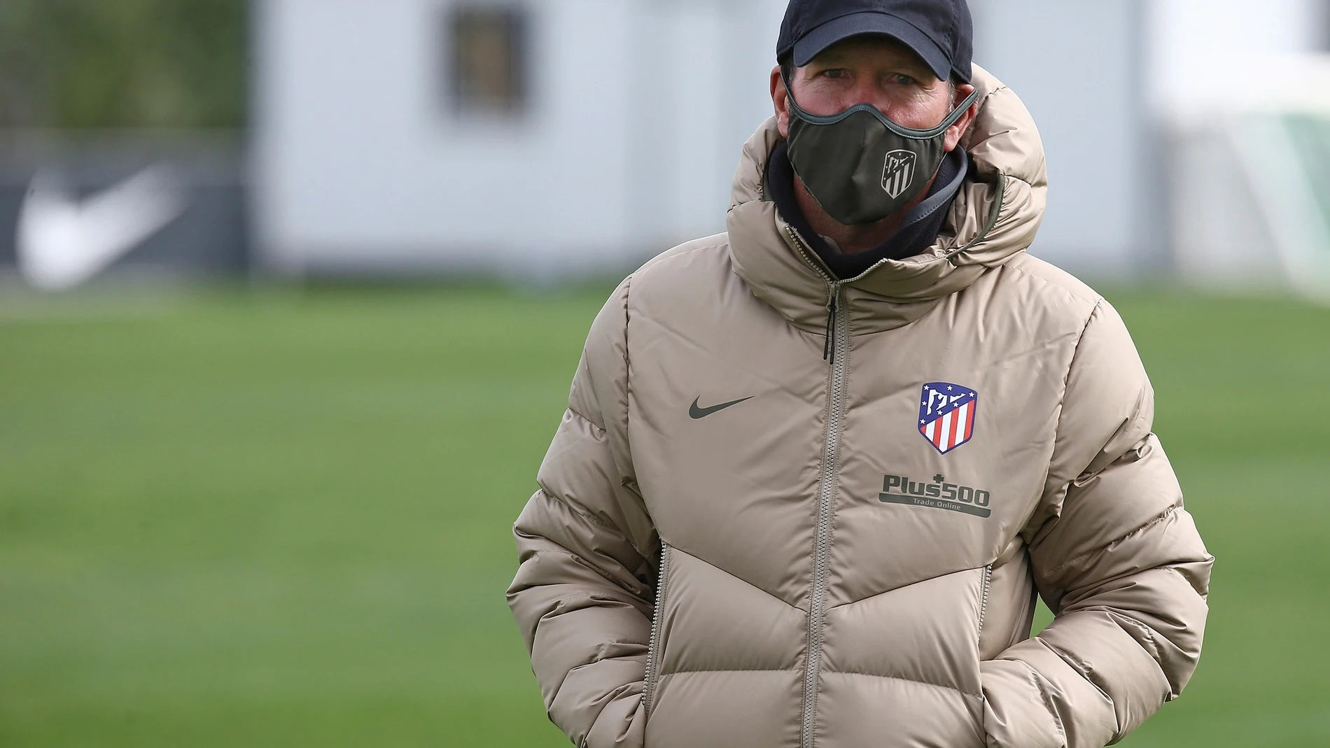 Simeone, en el último entrenamiento del Atlético