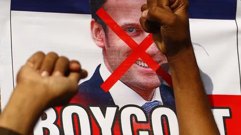 Manifestación contra el presidente Emmanuel Macron en Karachi (Pakistán)