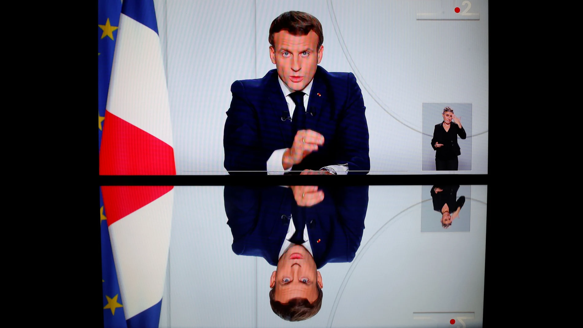 El presidente francés Emmanuel Macron durante su discurso a la nación