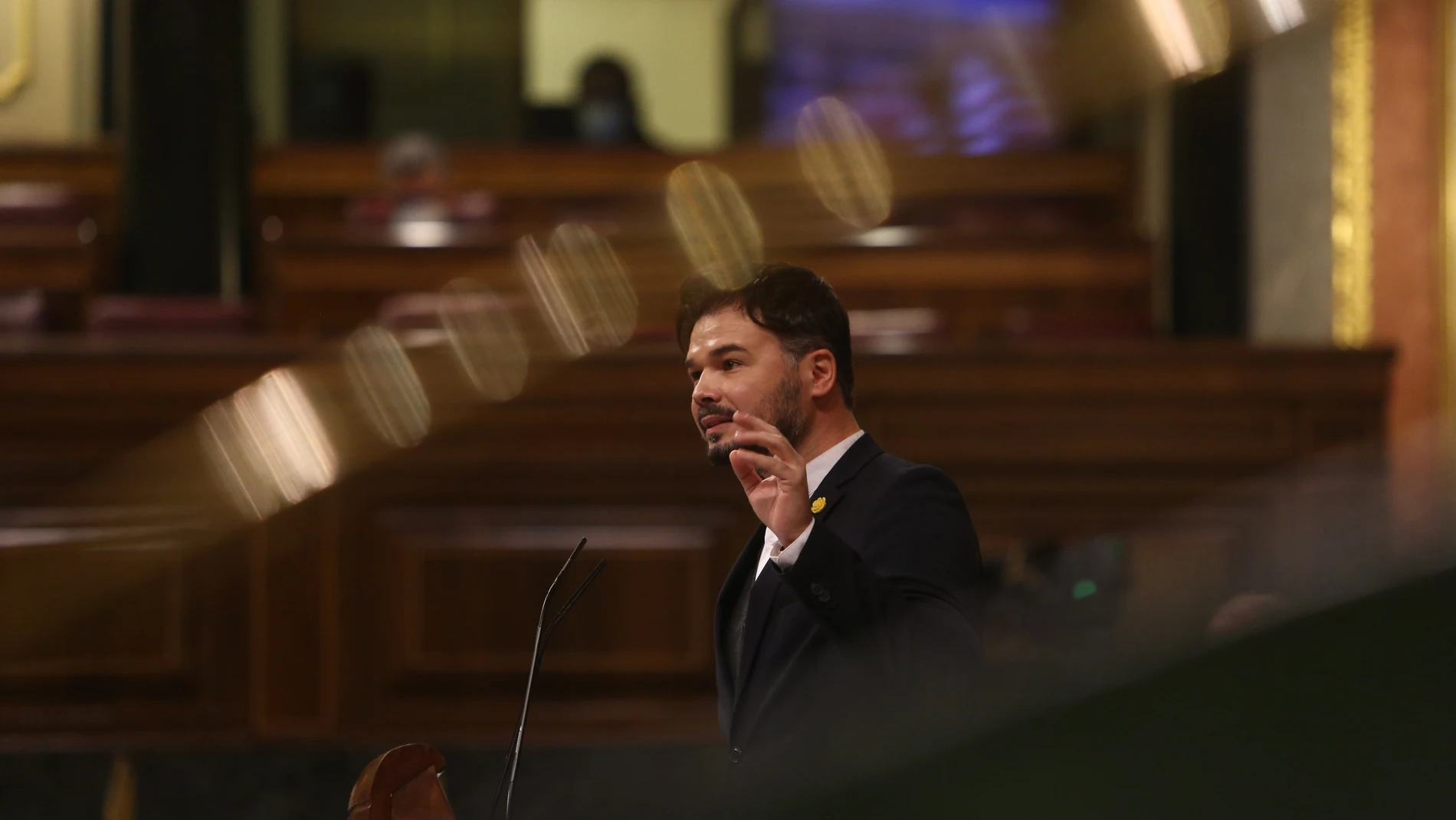 El portavoz de Esquerra Republicana (ERC) en el Congreso, Gabriel Rufián, interviene en una sesión plenaria. EUROPA PRESS/R.Rubio.POOL
