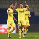 Yeremi Pino celebra un gol con el Villarreal.