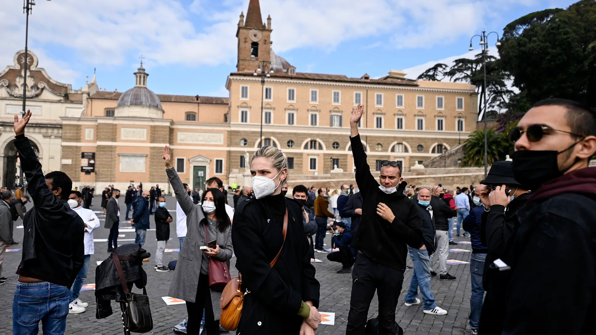 Protesta en Roma por las restricciones ante la covid