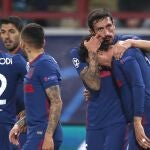 Jose Gimenez, celebra el gol del Atlético