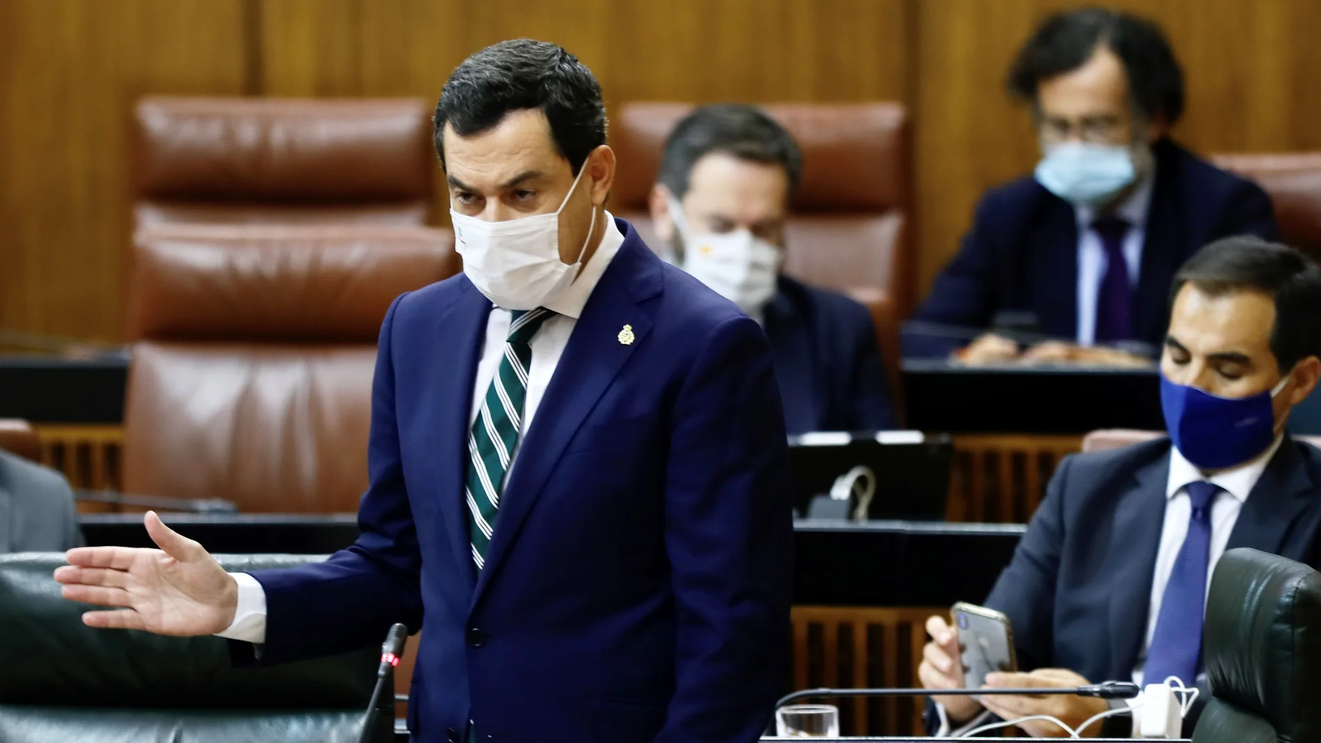 El presidente de la Junta de Andalucía, Juanma Moreno, durante su intervención