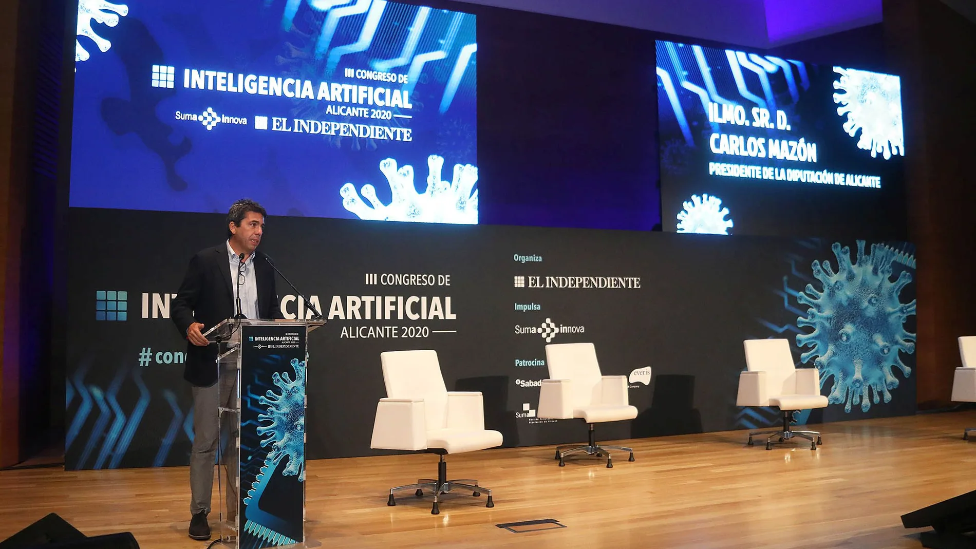 El presidente de la Diputación de Alicante, Carlos Mazón, hoy durante la inauguración del Congreso