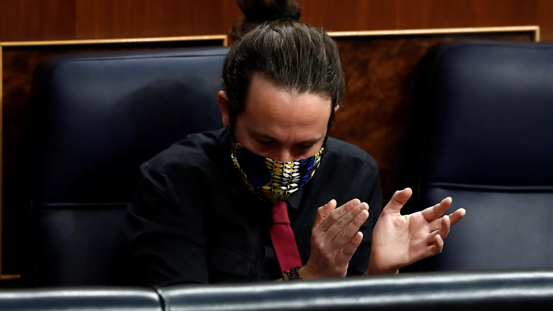 El vicepresidente segundo del Gobierno, Pablo Iglesias, durante la última sesión de control al Ejecutivo en el Congreso.