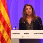 La consellera de Presidencia y portavoz del Govern, Meritxell Budó, en rueda de prensa telemática.GENERALITAT10/11/2020