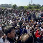 Islamistas bloquen la intersección de Faizabad, que une las ciudades de Islamabad y Rawalpindi en una manifestación contra Francia
