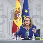 La vicepresidenta y ministra de Asuntos Económicos y Digitalización, Nadia Calviño, comparece en rueda de prensa posterior al Consejo de ministros