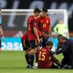 Sergio Ramos, en el momento de su lesión en el España-Alemania