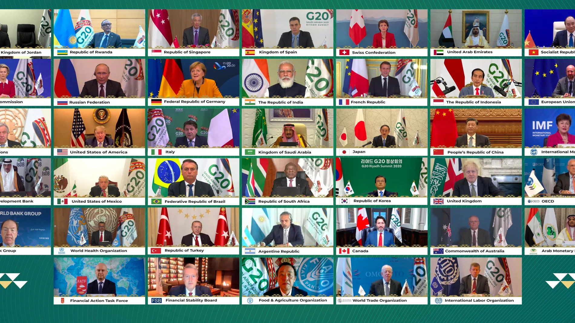 Foto con los jefes de Estado y de Gobierno participantes en el G20