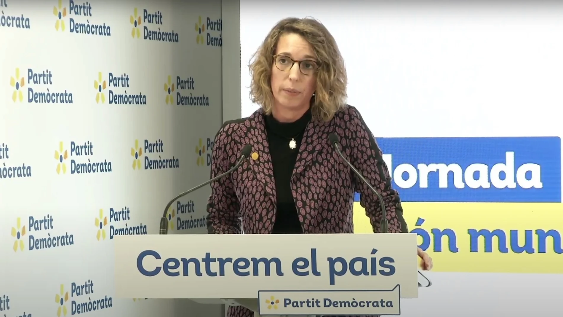 La candidata del PDeCAT a la Presidencia de la Generalitat y exconsellera, Àngels Chacón, durante un acto telemático del mundo municipal del partido.